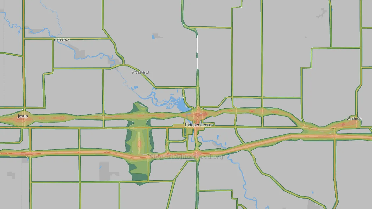 Buchanan County, IA Map of Noise Levels in Buchanan County