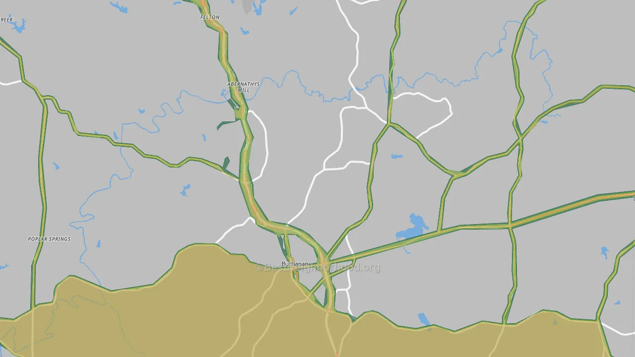 Buchanan, GA Map of Noise Levels in Buchanan