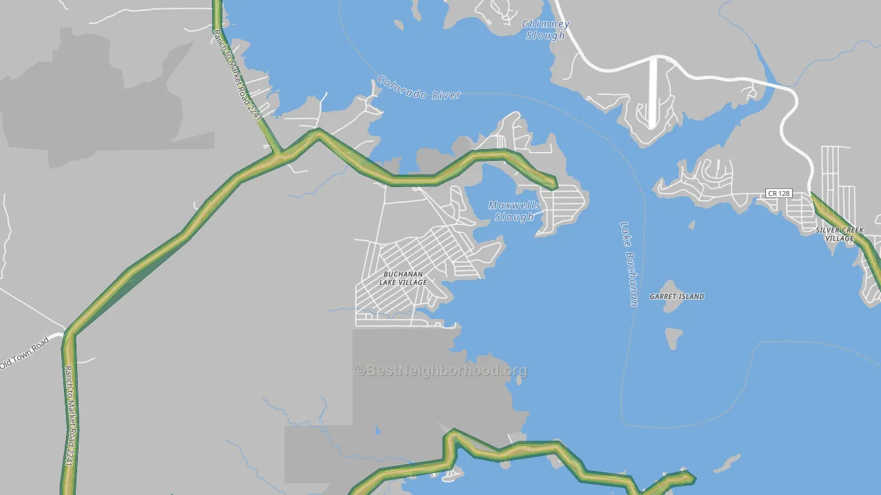 Buchanan Lake Village, TX Map of Noise Levels in Buchanan Lake Village