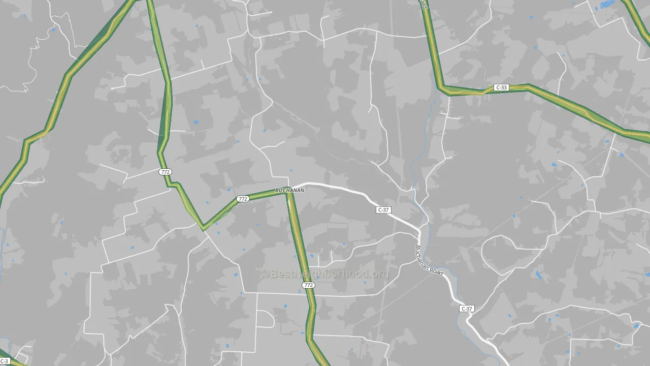 Buchanan, OH Map of Noise Levels in Buchanan