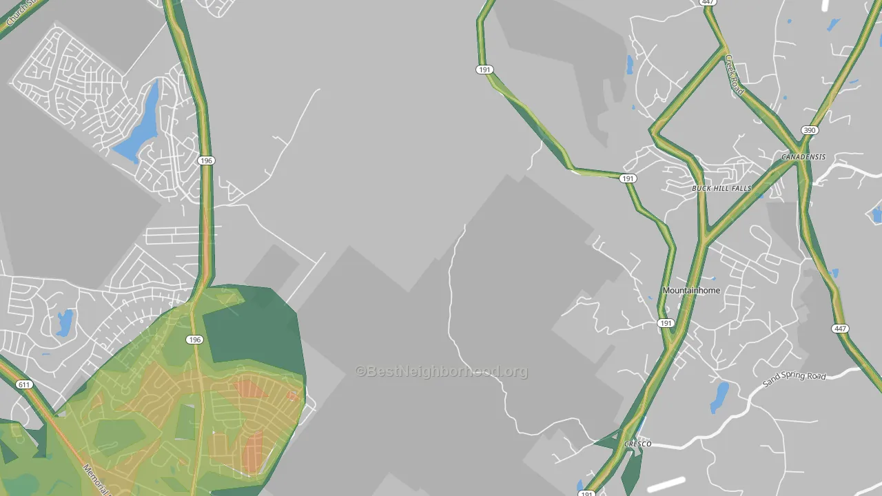 Buck Hill Falls, PA Map of Noise Levels in Buck Hill Falls