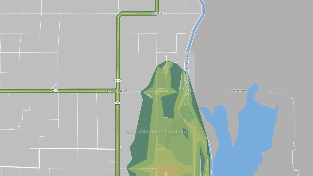 Buckeye, AR Map of Noise Levels in Buckeye