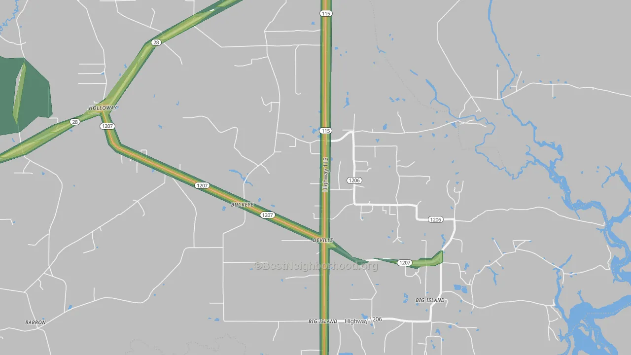 Buckeye, LA Map of Noise Levels in Buckeye