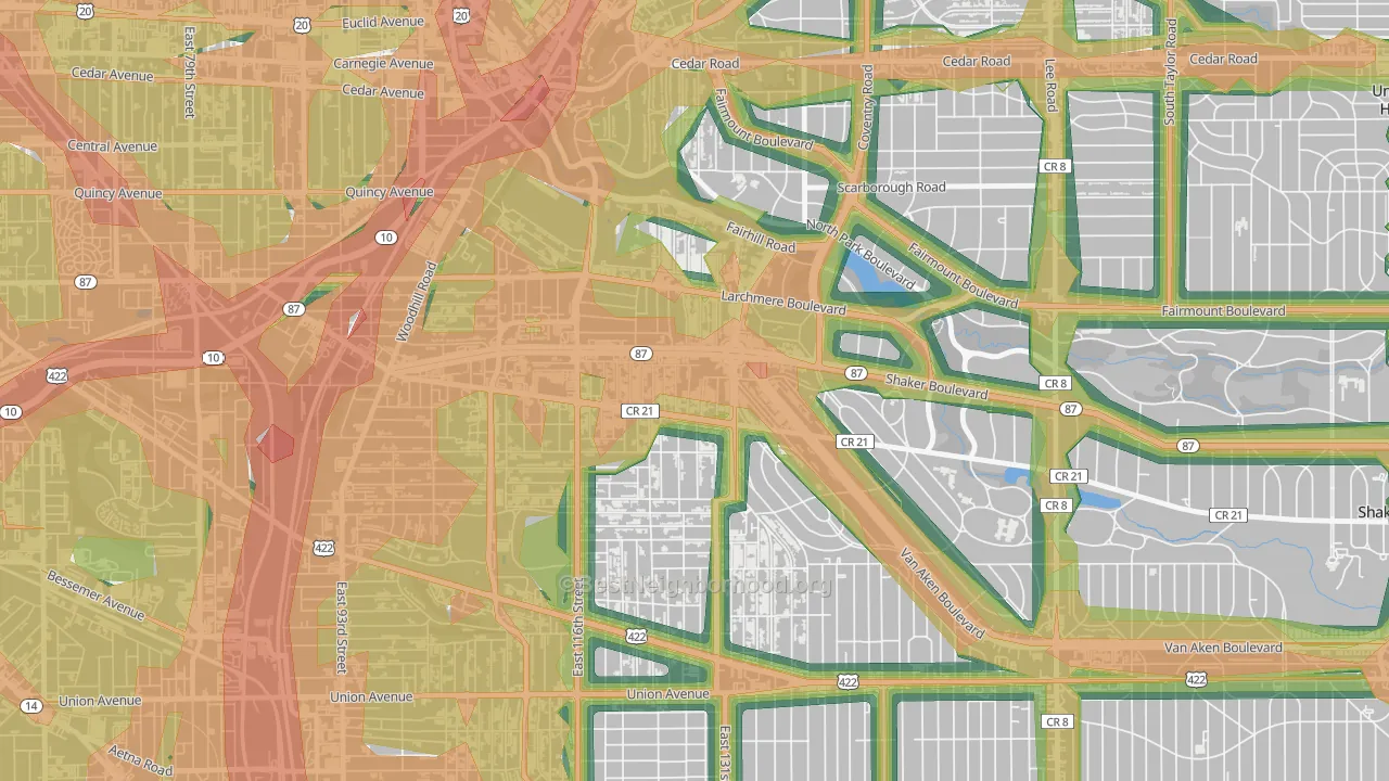 Buckeye-Shaker, Cleveland, OH Map of Noise Levels in Buckeye-Shaker