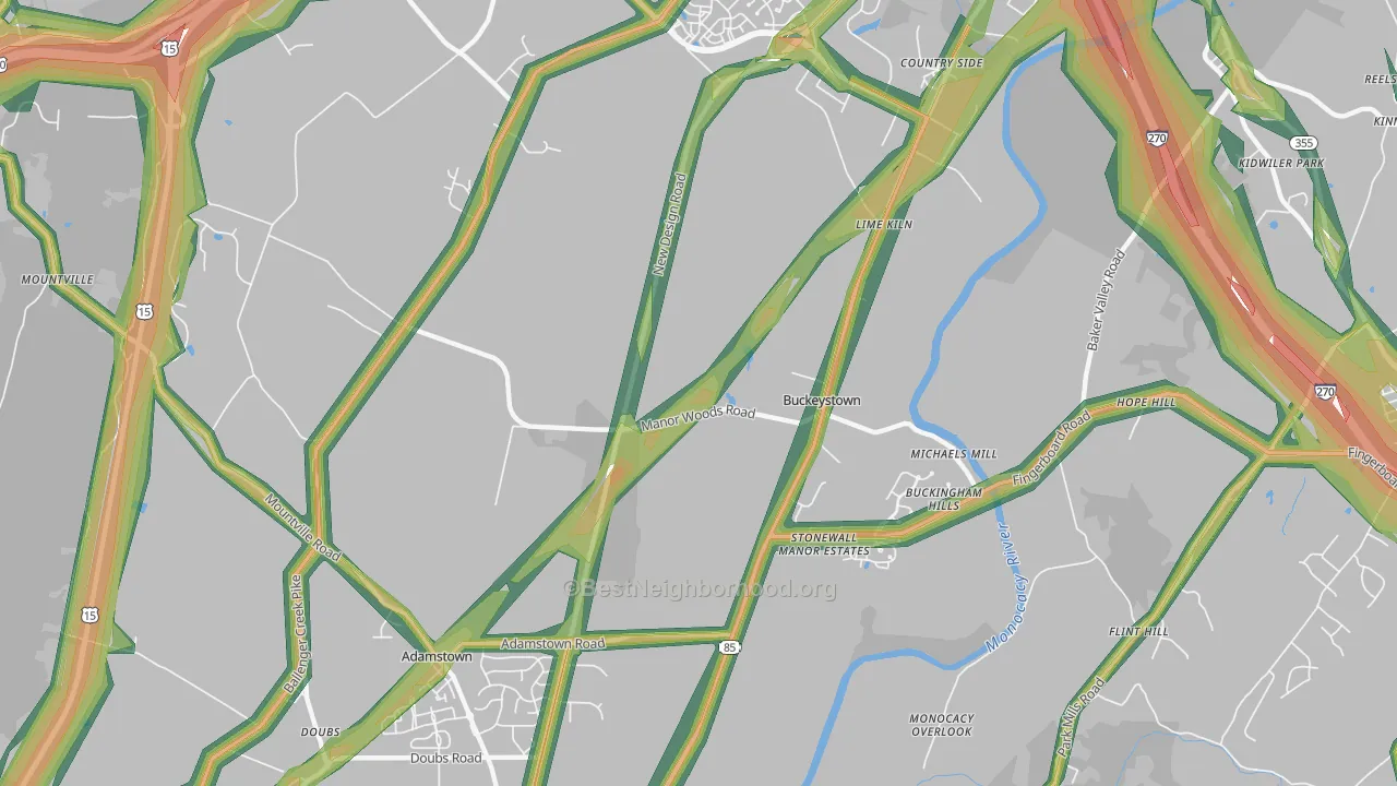 Buckeystown, MD Map of Noise Levels in Buckeystown