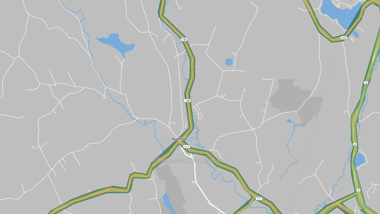 Buckfield, ME Map of Noise Levels in Buckfield