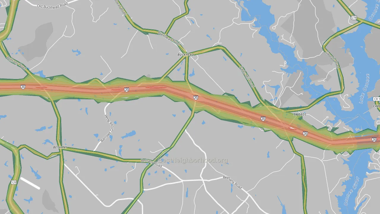 Buckhead, GA Map of Noise Levels in Buckhead