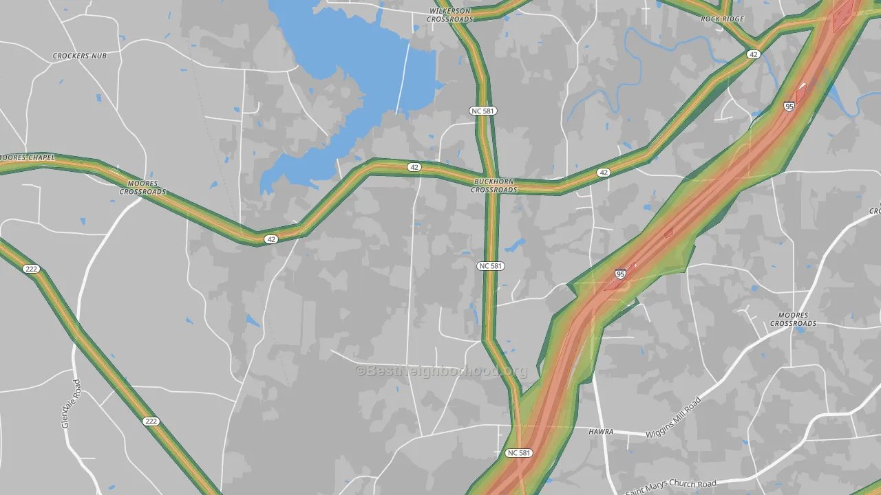 Buckhorn Crossroads, NC Map of Noise Levels in Buckhorn Crossroads