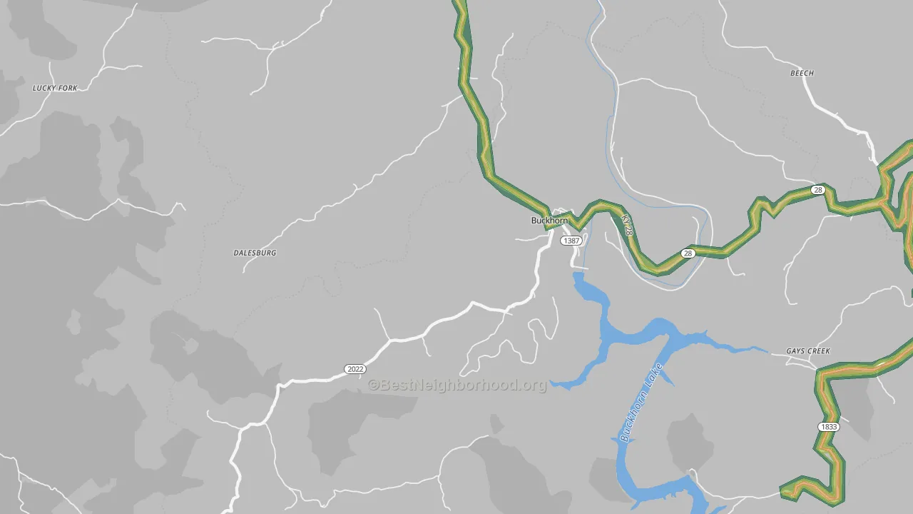 Buckhorn, KY Map of Noise Levels in Buckhorn