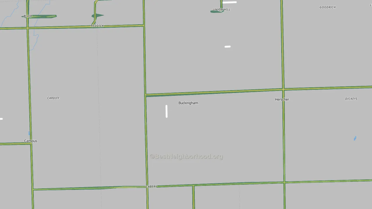 Buckingham, IL Map of Noise Levels in Buckingham