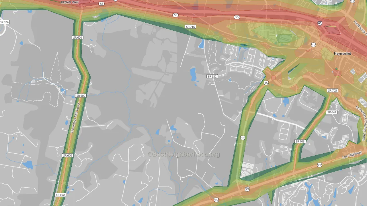 Buckland, VA Map of Noise Levels in Buckland