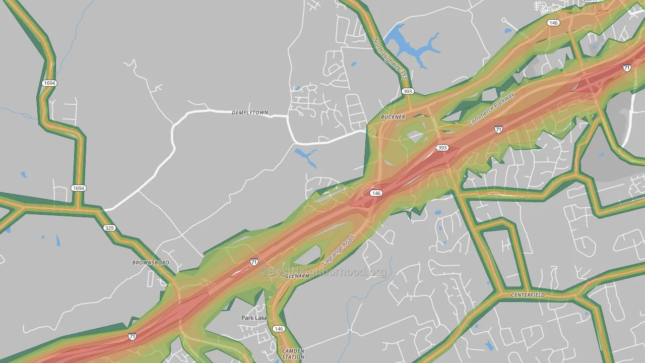 Buckner, KY Map of Noise Levels in Buckner