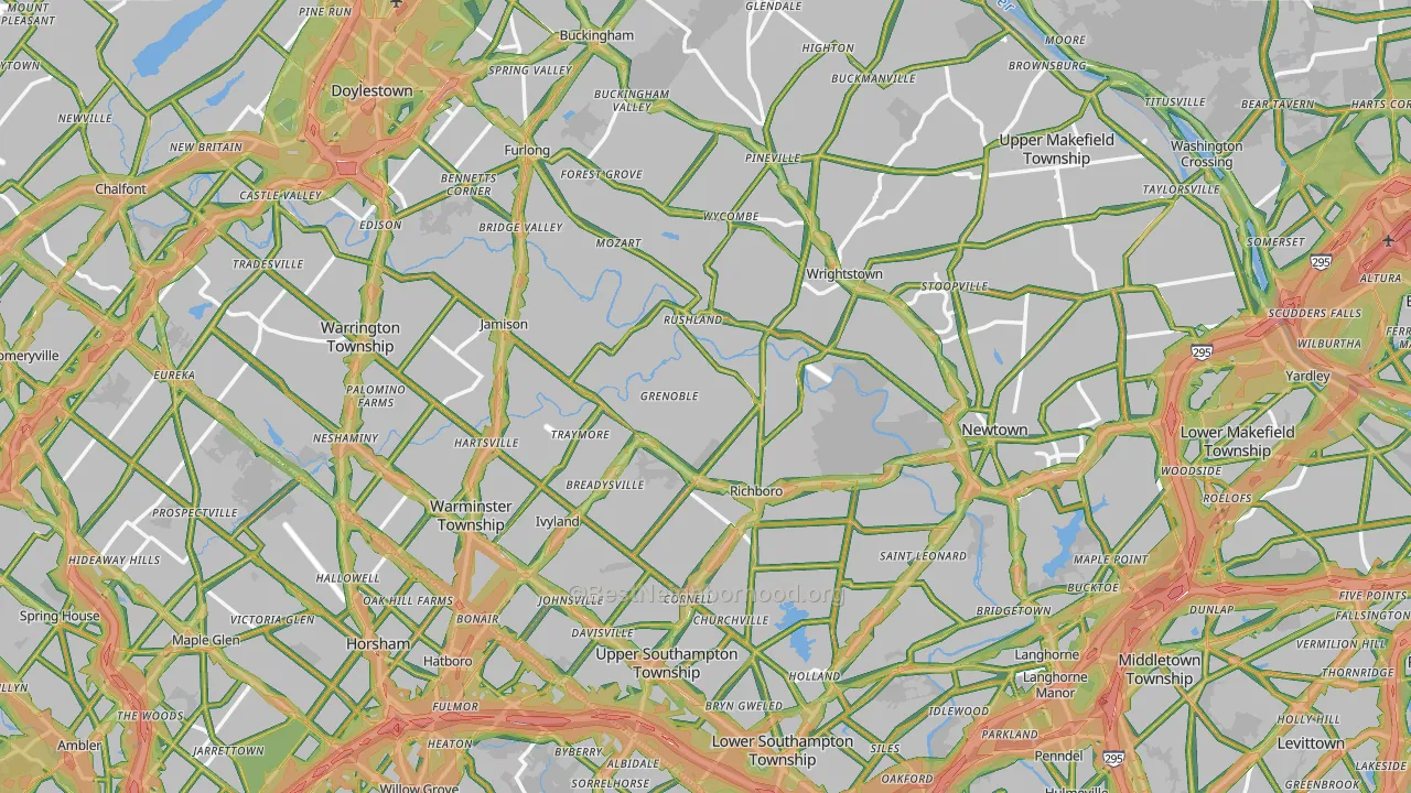 Bucks County, PA Map of Noise Levels in Bucks County