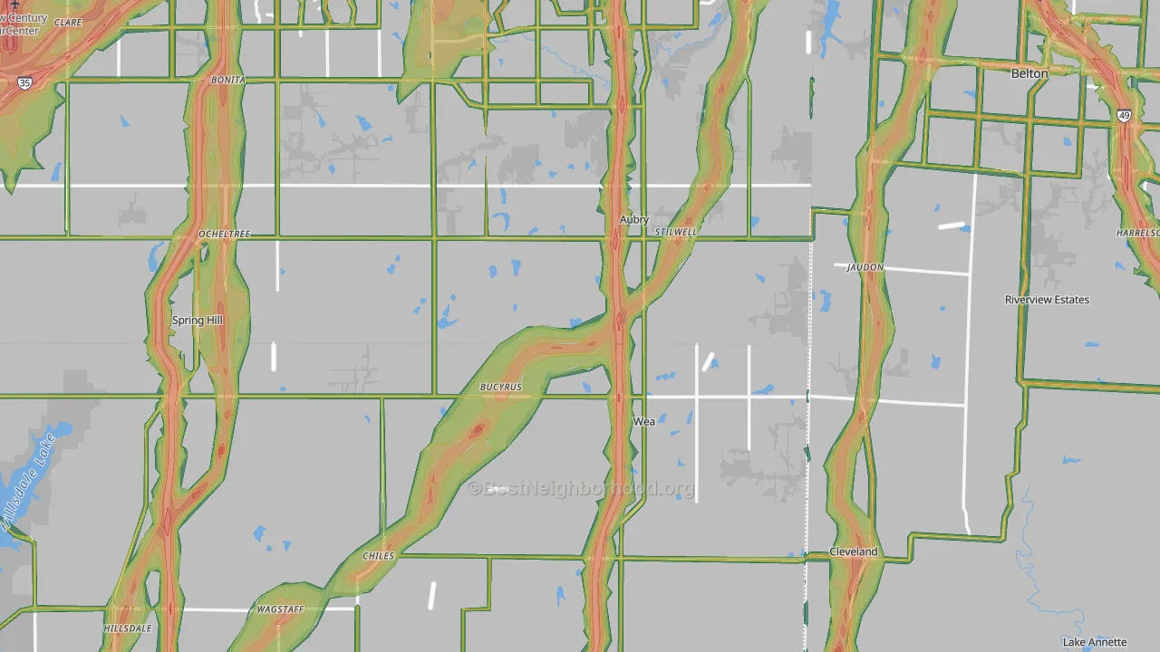 Bucyrus, KS Map of Noise Levels in Bucyrus