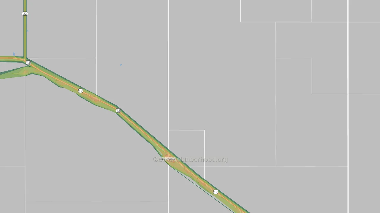 Bucyrus, ND Map of Noise Levels in Bucyrus