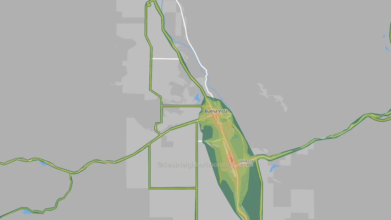 Buena Vista, CO Map of Noise Levels in Buena Vista