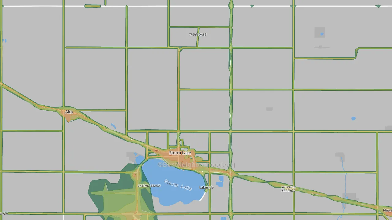 Buena Vista County, IA Map of Noise Levels in Buena Vista County