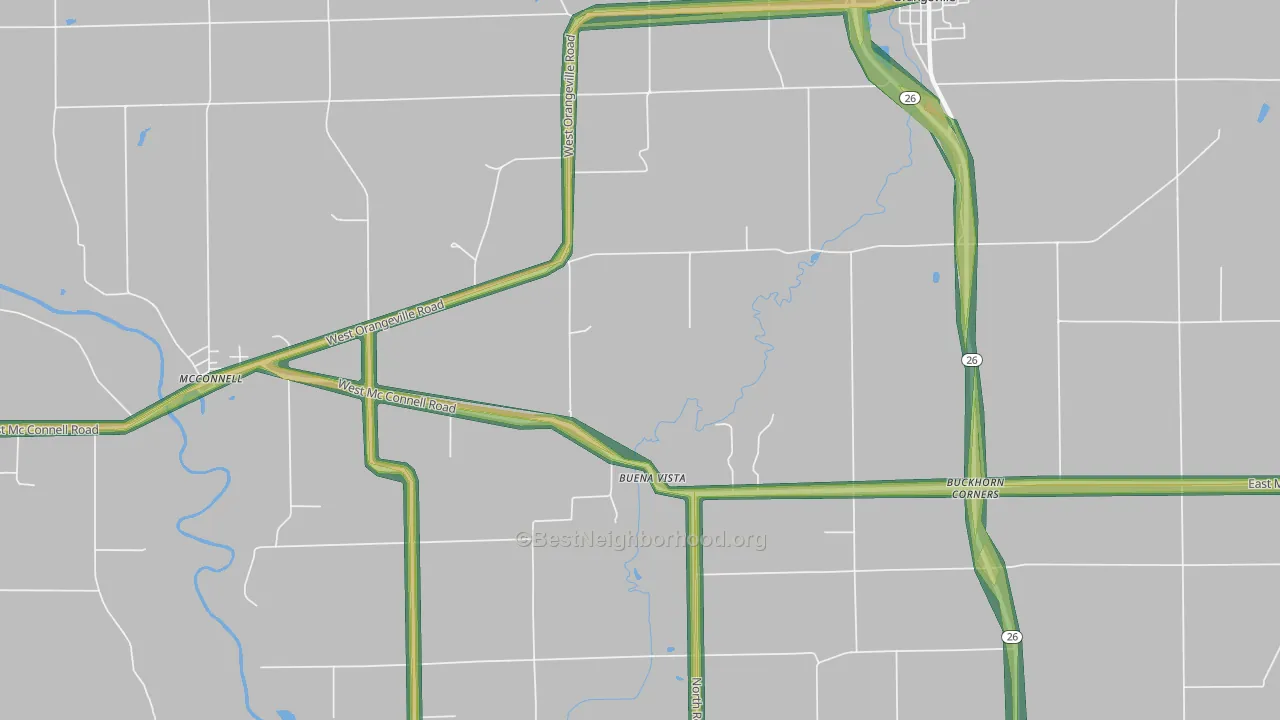 Buena Vista, IL Map of Noise Levels in Buena Vista