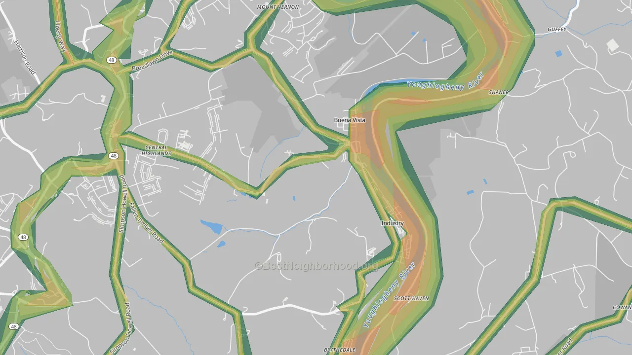 Buena Vista, PA Map of Noise Levels in Buena Vista