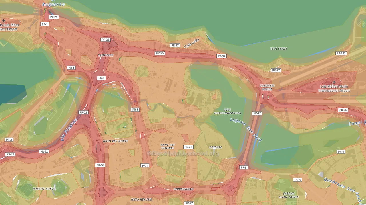 Buena Vista Santurce, San Juan, PR Map of Noise Levels in Buena Vista Santurce