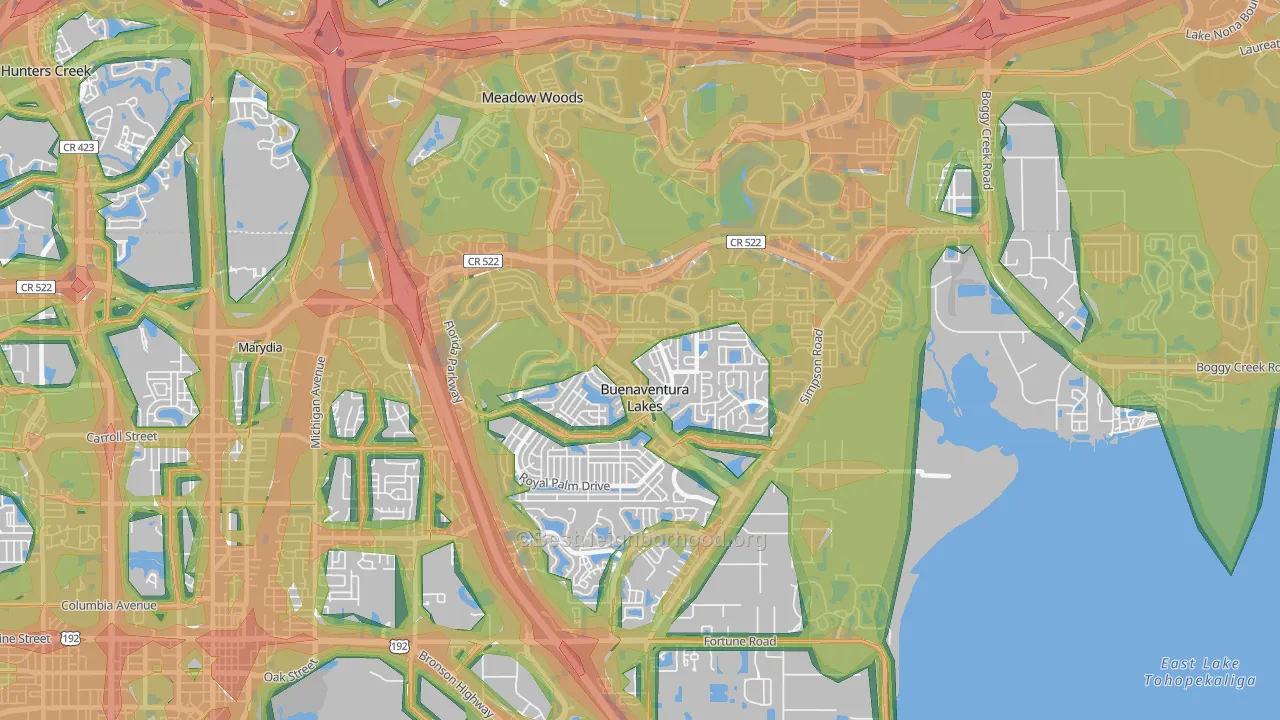 Buenaventura Lakes, FL Map of Noise Levels in Buenaventura Lakes