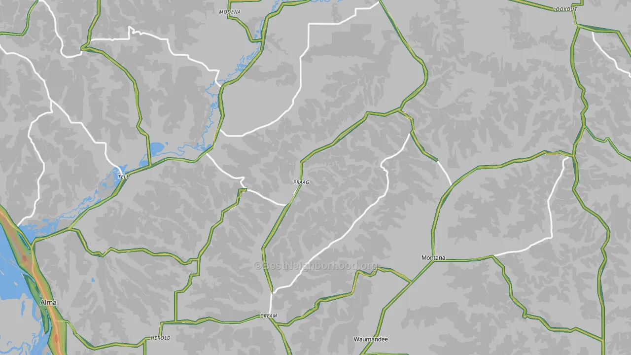 Buffalo County, WI Map of Noise Levels in Buffalo County