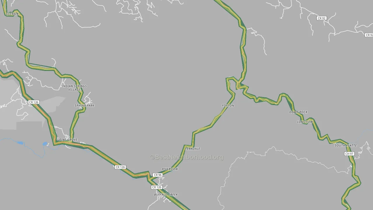 Buffalo Creek, CO Map of Noise Levels in Buffalo Creek