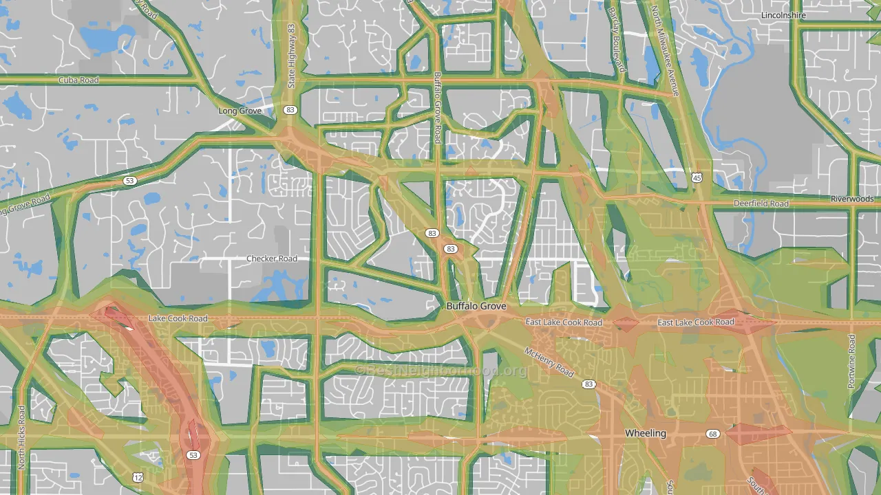 Buffalo Grove, IL Map of Noise Levels in Buffalo Grove