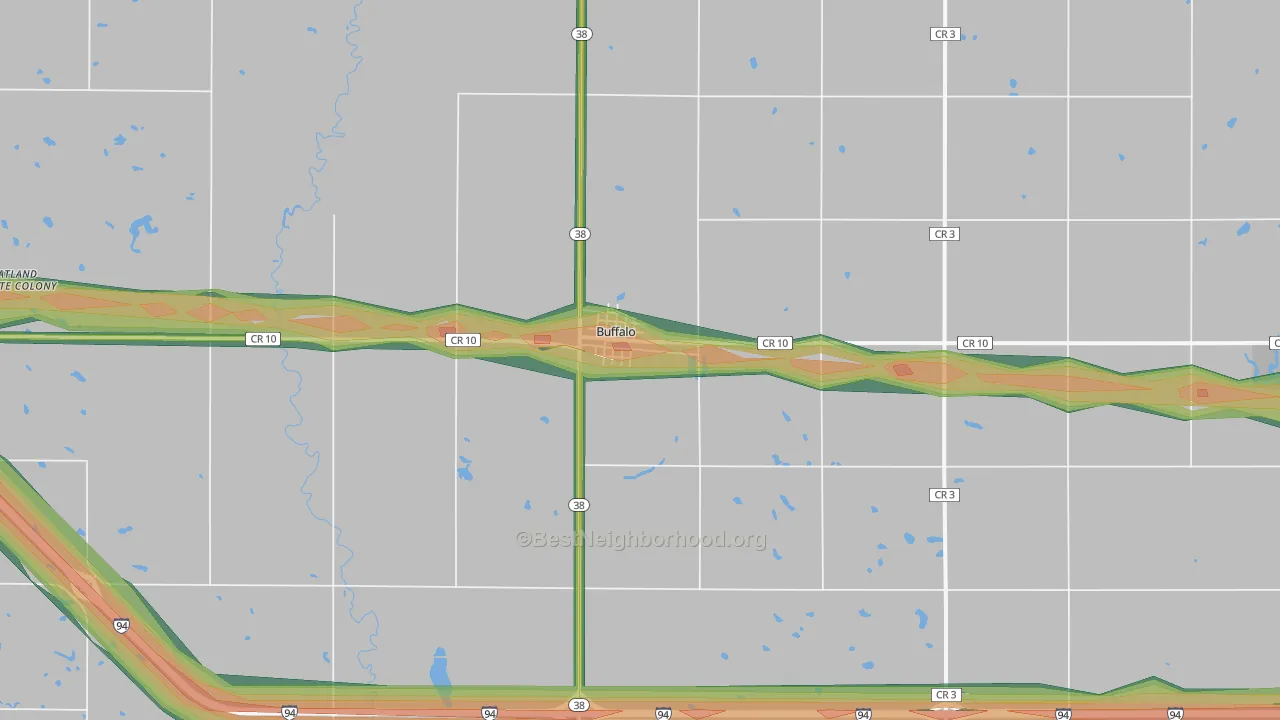 Buffalo, ND Map of Noise Levels in Buffalo