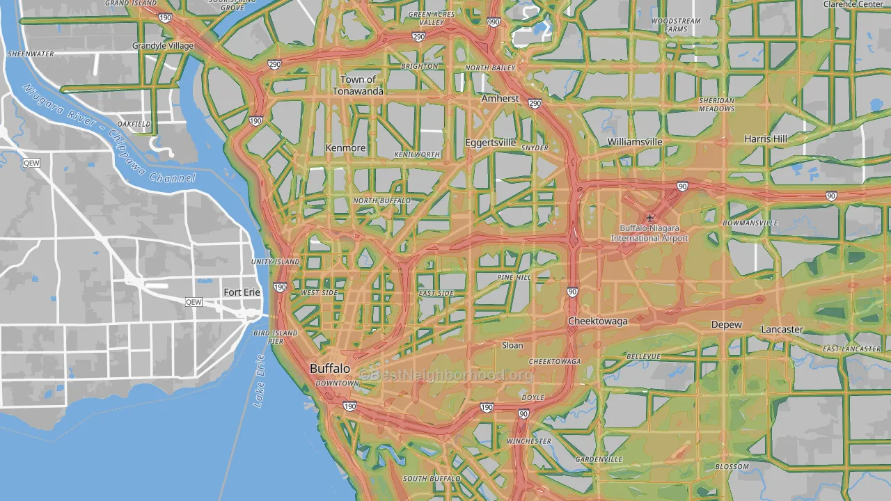 Buffalo, NY Map of Noise Levels in Buffalo
