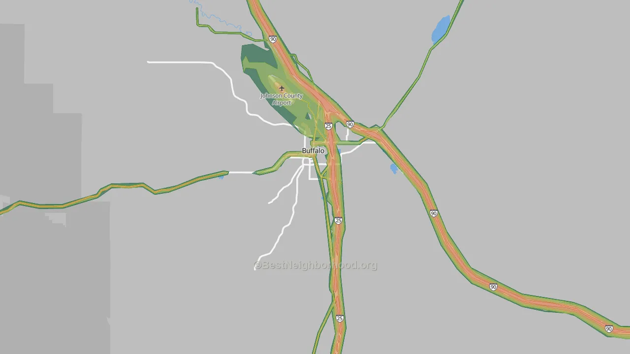 Buffalo, WY Map of Noise Levels in Buffalo