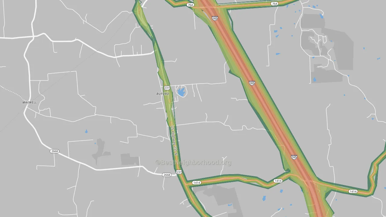 Buford, KY Map of Noise Levels in Buford