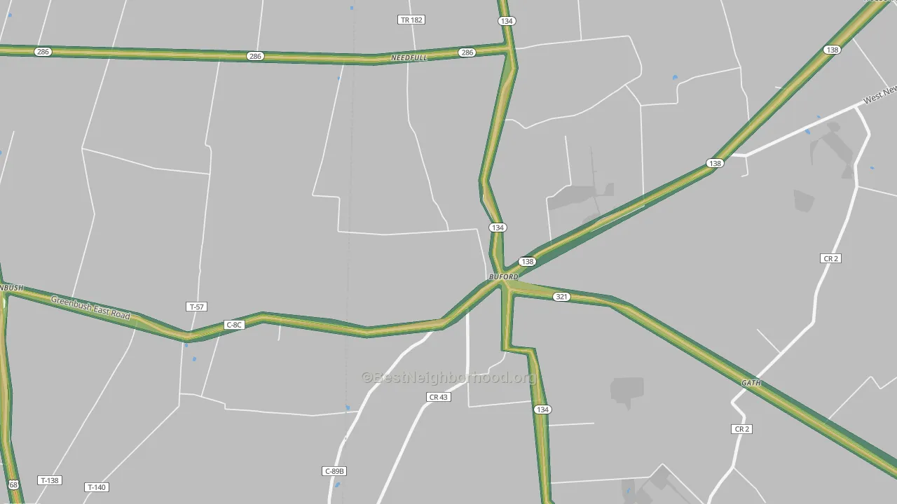 Buford, OH Map of Noise Levels in Buford