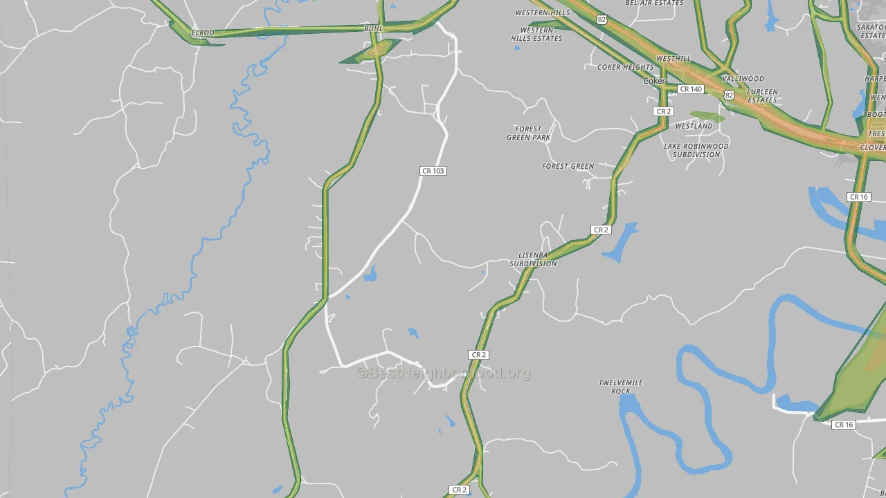 Buhl, AL Map of Noise Levels in Buhl