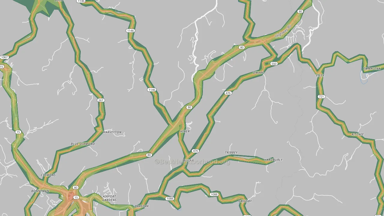 Bulan, KY Map of Noise Levels in Bulan