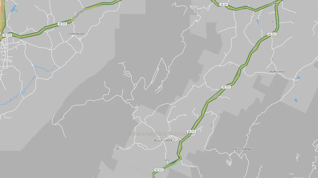 Bullet Creek, TN Map of Noise Levels in Bullet Creek