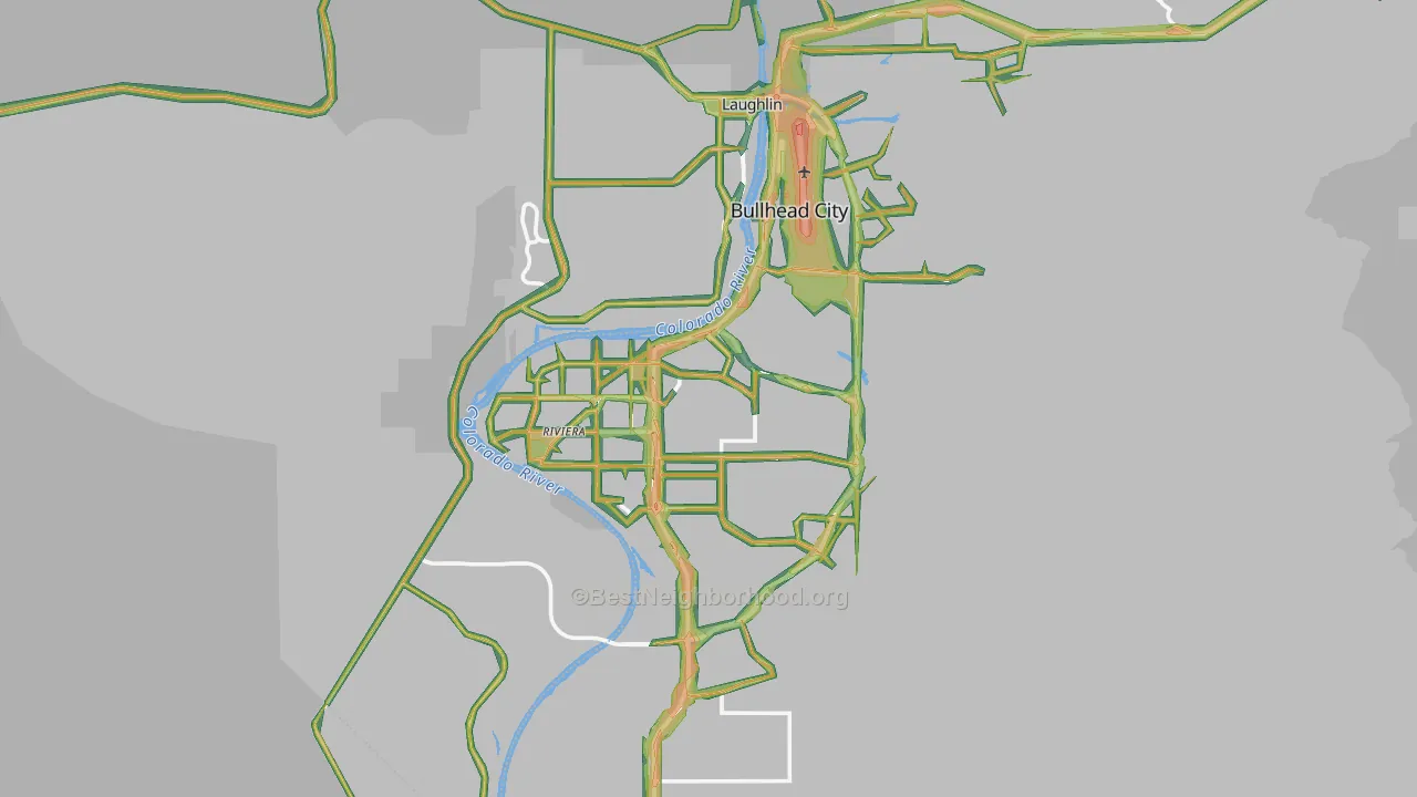 Bullhead City, AZ Map of Noise Levels in Bullhead City