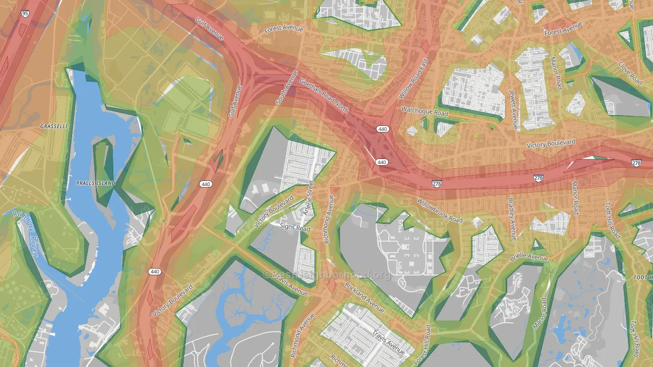 Bulls Head, Staten Island, NY Map of Noise Levels in Bulls Head