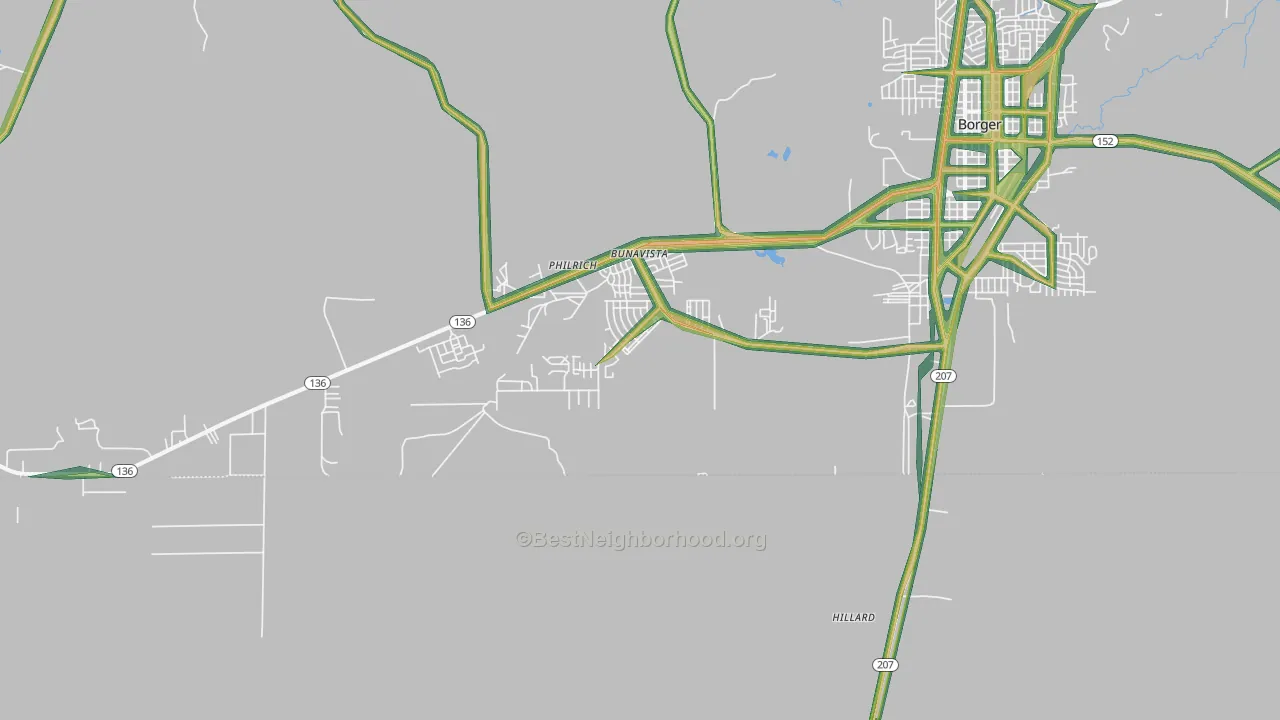 Bunavista, TX Map of Noise Levels in Bunavista