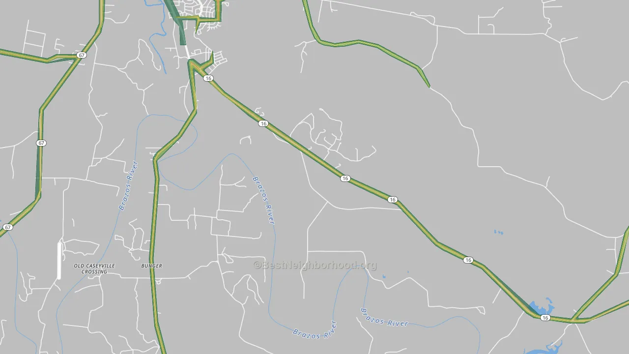 Bunger, TX Map of Noise Levels in Bunger