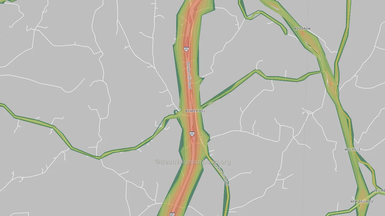 Bunker Hill, TN Map of Noise Levels in Bunker Hill