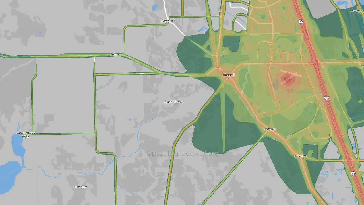 Bunnell, FL Map of Noise Levels in Bunnell