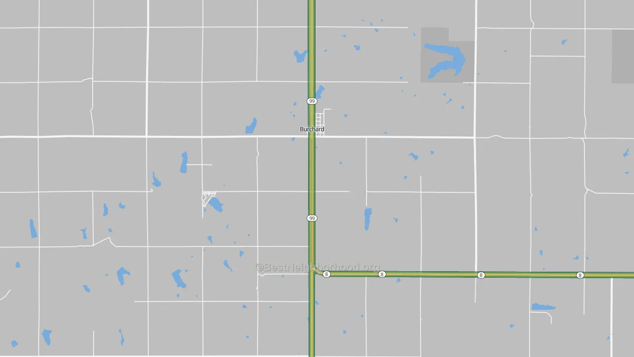 Burchard, NE Map of Noise Levels in Burchard