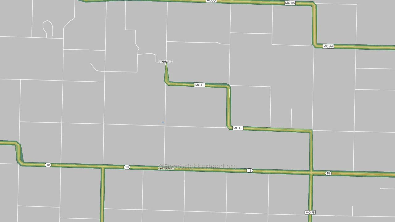 Burdett, MO Map of Noise Levels in Burdett