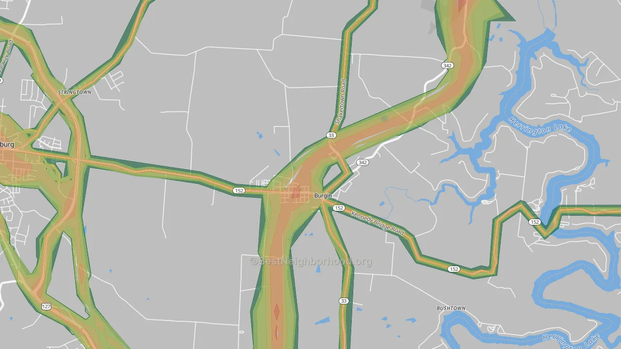 Burgin, KY Map of Noise Levels in Burgin