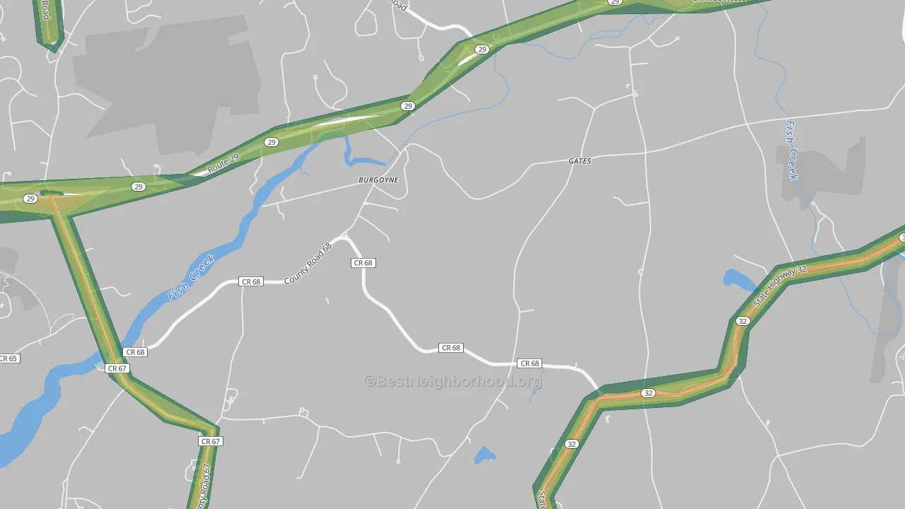 Burgoyne, NY Map of Noise Levels in Burgoyne