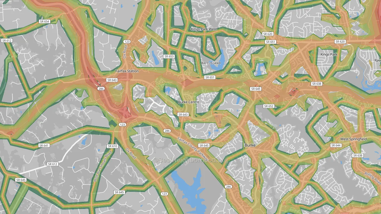 Burke Centre, VA Map of Noise Levels in Burke Centre