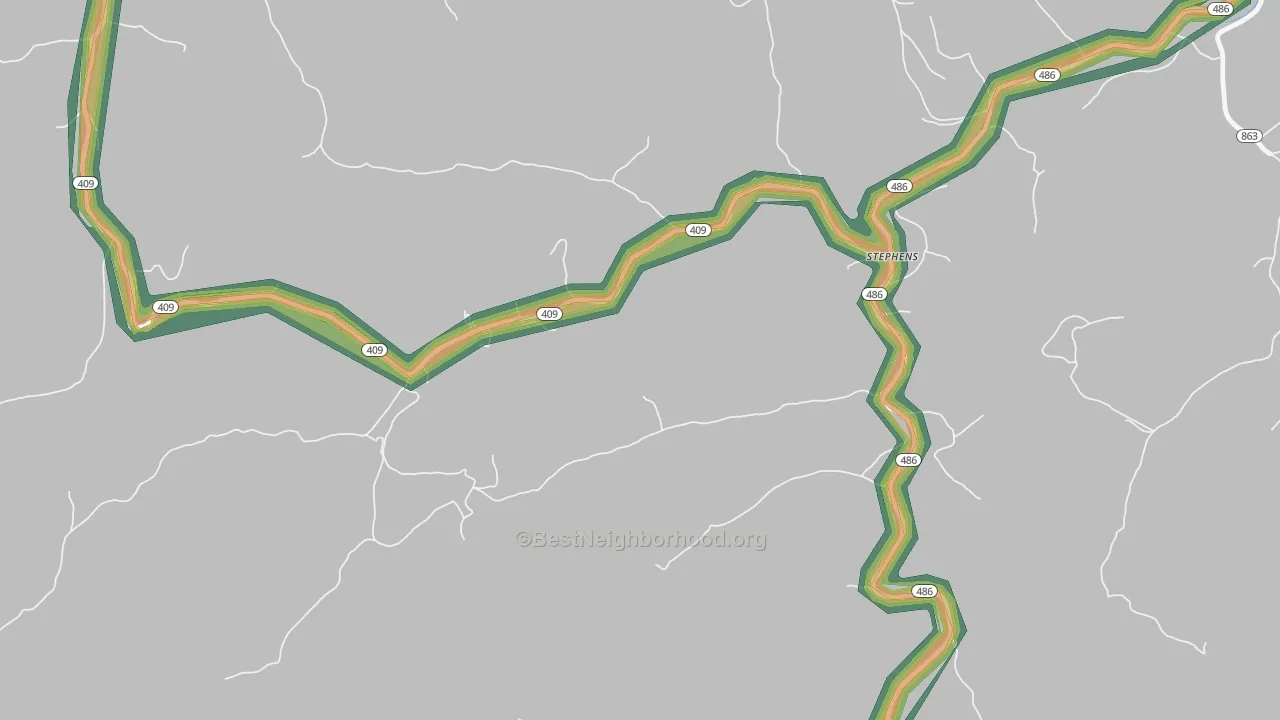 Burke, KY Map of Noise Levels in Burke