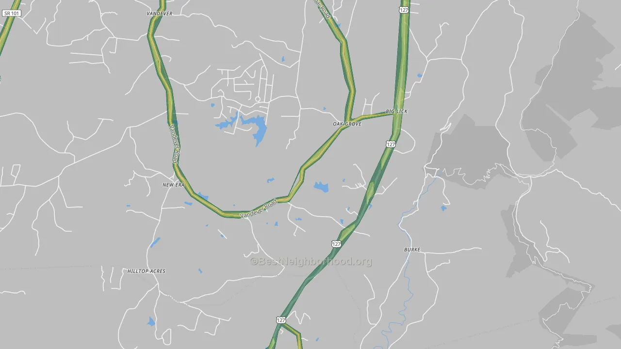 Burke, TN Map of Noise Levels in Burke
