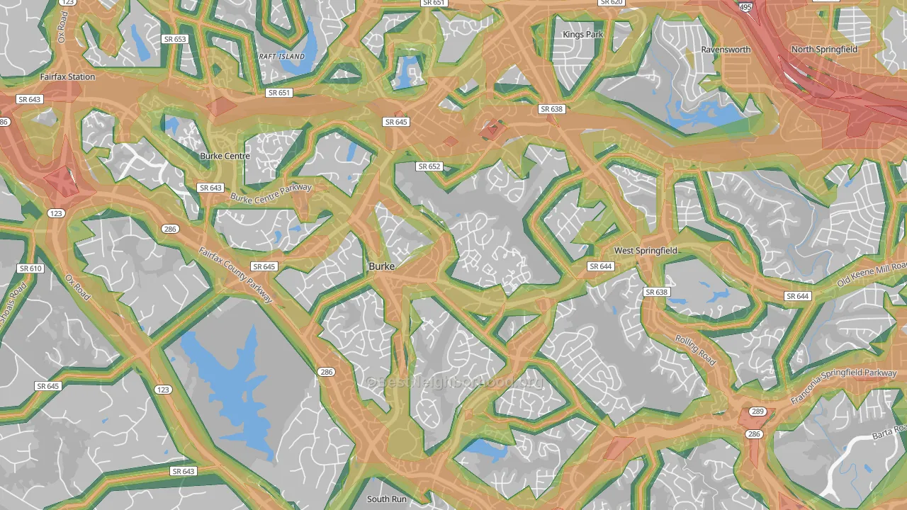 Burke, VA Map of Noise Levels in Burke